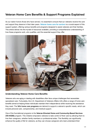 Veteran Home Care Benefits & Support Programs Explained