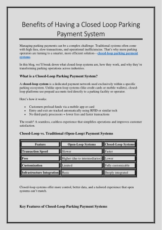 Benefits of Having a Closed Loop Parking Payment System