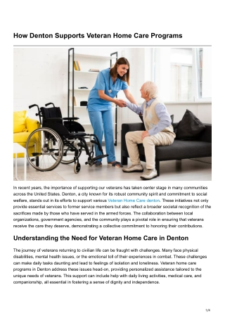 How Denton Supports Veteran Home Care Programs
