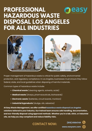 Professional Hazardous Waste Disposal Los Angeles for All Industries