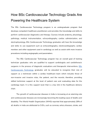 How BSc Cardiovascular Technology Grads Are Powering the Healthcare System