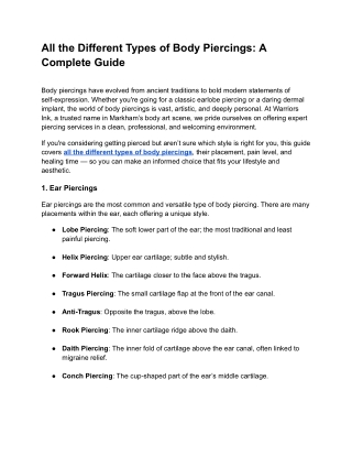 All the Different Types of Body Piercings: A Complete Guide