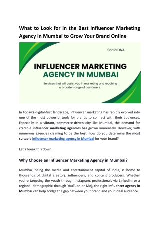 Best Influencer Marketing Agency in Mumbai to Grow Your Brand Online