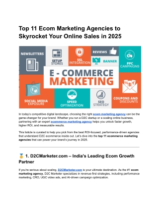 Top 11 Ecom Marketing Agencies to Skyrocket Your Online Sales in 2025