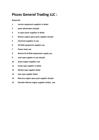 Pisces General Trading LLC marine equipment suppliers in dubai