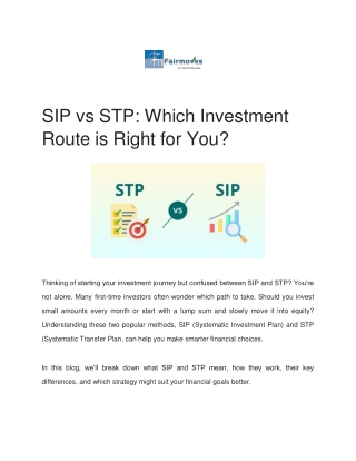 SIP vs STP Which Investment Route is Right for You