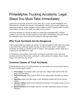 Philadelphia Trucking Accidents_ Legal Steps You Must Take Immediately