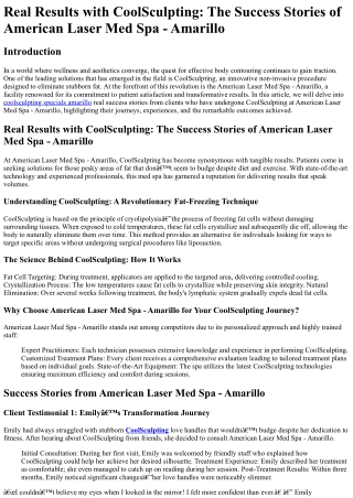Real Results with CoolSculpting The Success Stories of American Laser Med Spa -