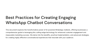 Best Practices for Creating Engaging WhatsApp Chatbot Conversations