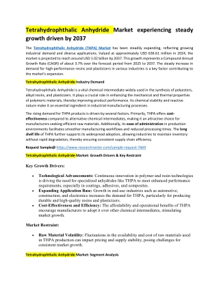 Tetrahydrophthalic Anhydride Market