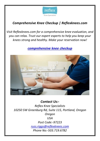 Comprehensive Knee Checkup | Reflexknees.com