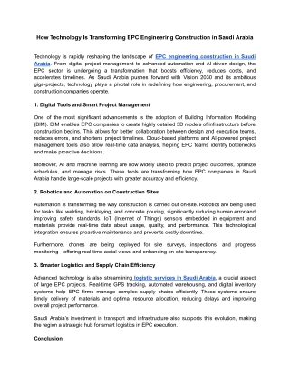 How Technology Is Transforming EPC Engineering Construction in Saudi Arabia
