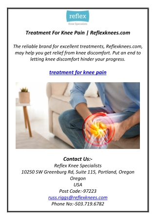 Treatment For Knee Pain | Reflexknees.com
