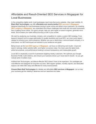 Affordable and Result-Oriented SEO Services in Mogappair for Local Businesses