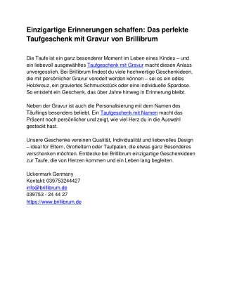 Einzigartige Erinnerungen schaffen_ Das perfekte Taufgeschenk mit Gravur von Brillibrum