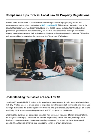 Compliance Tips for NYC Local Law 97 Property Regulations