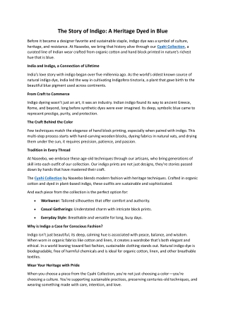 The Story of Indigo A Heritage Dyed in Blue