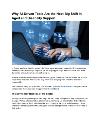Why AI-Driven Tools Are the Next Big Shift in Aged and Disability Support