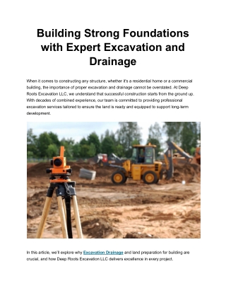 Building Strong Foundations with Expert Excavation and Drainage