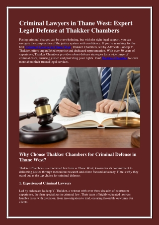 Criminal Lawyers in Thane West