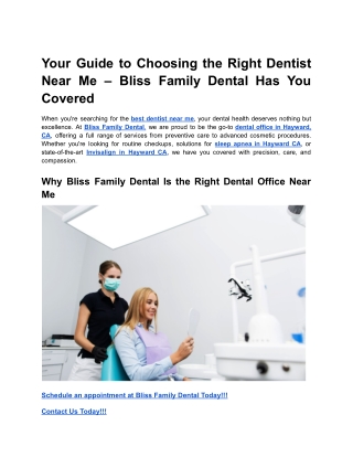 Your Guide to Choosing the Right Dentist Near Me – Bliss Family Dental Has You Covered