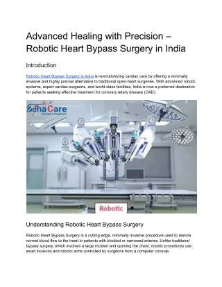 Robotic Heart Bypass Surgery in India