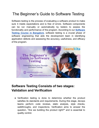 The Beginner’s Guide to Software Testing