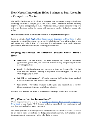 How Nectar Innovations Helps Businesses Stay Ahead in a Competitive Market