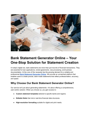 Bank Statement Generator Online – Your One-Stop Solution for Statement Creation