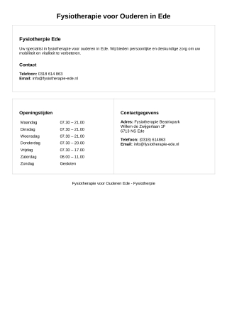 fysiotherapie voor ouderen ede