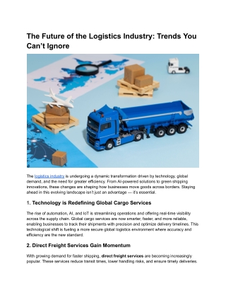 The Future of the Logistics Industry: Trends You Can’t Ignore
