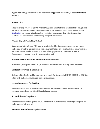 Digital Publishing Services in 2025 Academian’s Approach to Scalable, Accessible Content Delivery