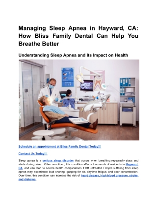 Managing Sleep Apnea in Hayward, CA_ How Bliss Family Dental Can Help You Breathe Better