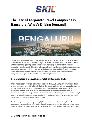 The Rise of Corporate Travel Companies in Bangalore_ What’s Driving Demand_