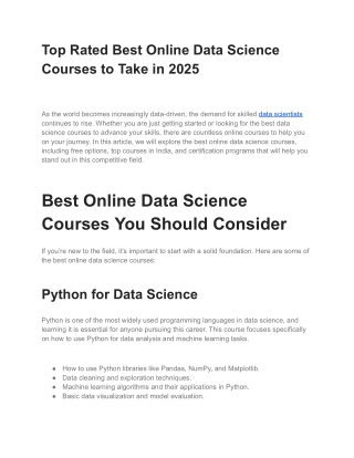 Top Rated Best Online Data Science Courses to Take in 2025
