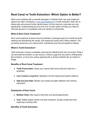 Root Canal vs Tooth Extraction_ Which Option Is Better