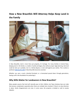 How a New Braunfels Will Attorney Helps Keep Land in the Family