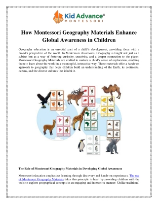 How Montessori Geography Materials Enhance Global Awareness in Children