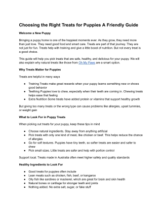 Choosing the Right Treats for Puppies A Friendly Guide