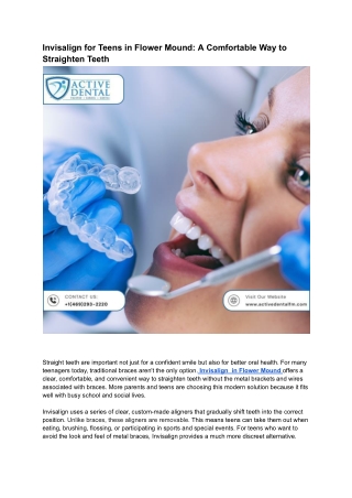 Invisalign for Teens in Flower Mound_ A Comfortable Way to Straighten Teeth