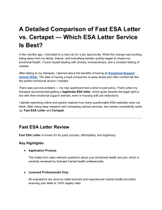 A Detailed Comparison of Fast ESA Letter vs Certapet