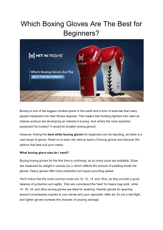 Best Boxing Gloves for Beginners | Hit N Move