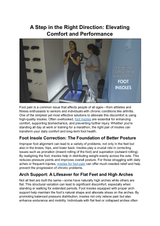 A Step in the Right Direction: Elevating Comfort and Performance