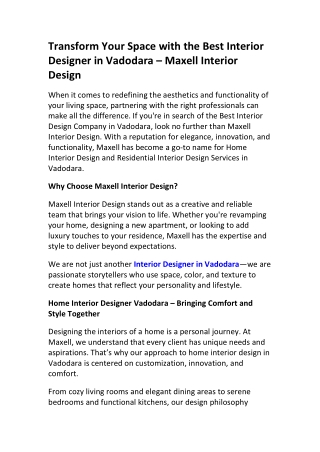 Interior Design Experts in Vadodara – Maxell Interiors