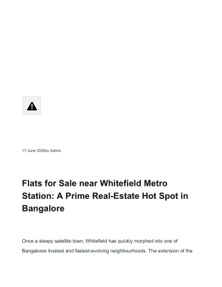Flats for Sale near Whitefield Metro Station