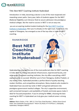 Best NEET Coaching institute Hyderabad 1