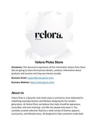 Velora Picks Store