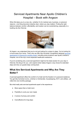 Service Apartments in Chennai – Your Ideal Home Away From Home