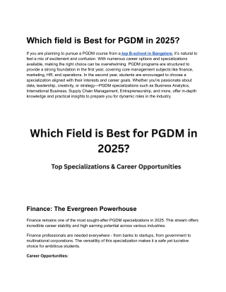Which field is Best for PGDM in 2025?