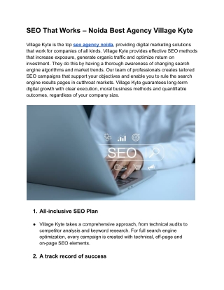 SEO That Works – Noida Best Agency Village Kyte